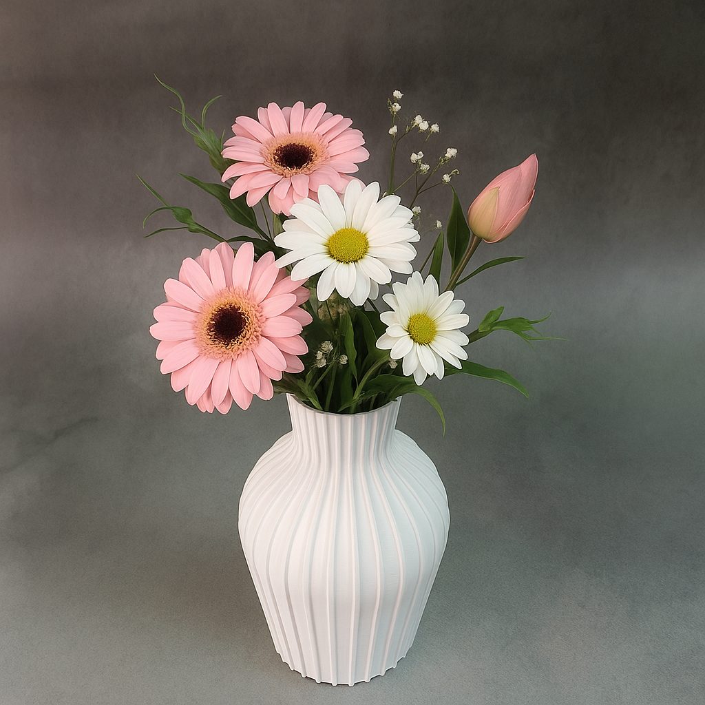 Curved white vase, 190 mm