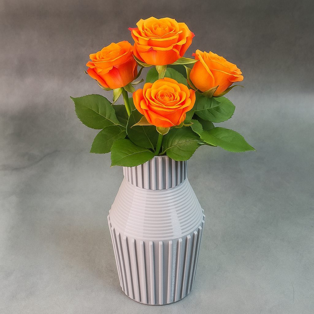 Tall ribbed 3D printed flower vase