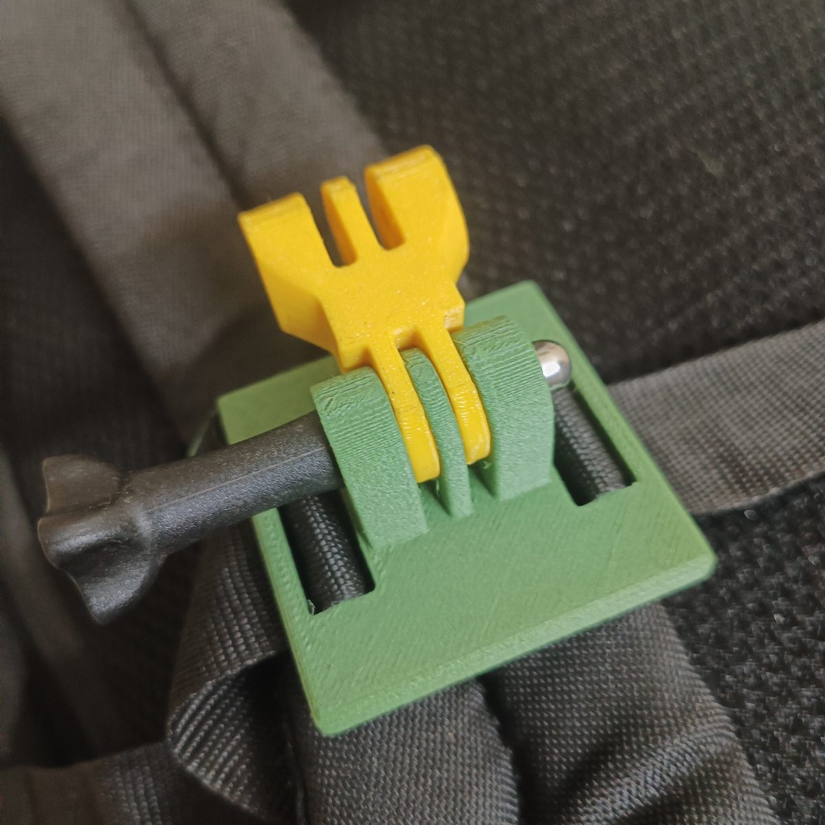 Backpack strap mount for action cameras with adjustable buckle, strap and bolt